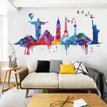 FX82039 World Architectural Wall Sticker Removable Wall Art Stickers Vinyl Decals Home Decor Living Room