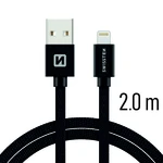 Datový kabel Swissten Textile USB Lightning 2 M, black