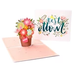 3D Mothers Day Cards Best Mom Flower Basket Paper Invitation Greeting Cards Anniversary Birthday Card Gifts for Mother M