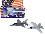 General Dynamics F-16 Fighting Falcon Fighter Aircraft and McDonnell Douglas F/A-18 Super Hornet Fighter Aircraft Set of 2 Pieces "US Strike Force Co