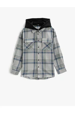 Koton Lumberjack Hooded Shirt with Cover and Double Pocket, Soft Textured