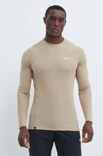 Športové tričko s dlhým rukávom Salewa Puez Dry béžová farba, jednofarebné, 00-0000028864