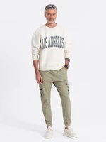 Ombre Men's JOGGER pants with zippered cargo pockets - khaki
