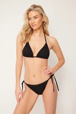 Trendyol Black Triangle Tied Textured Regular Bikini Set