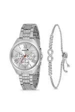 Polo Air Wristwatch Sports Model Infinity Bracelet Set Silver Color