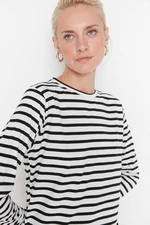 Trendyol White Striped Basic Knitted T-shirt