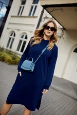 Sports midi dress with hood in dark blue