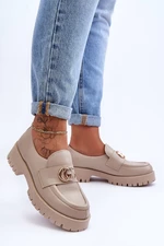 Women's Leather Shoes with Ornament Beige Rosefalls