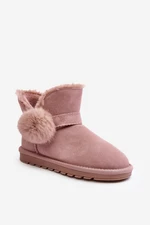 Women's suede snow boots with cutouts, pink Eraclio