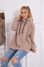 Insulated sweatshirt with zipper on the side dark beige