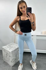 Ribbed leggings cyan color