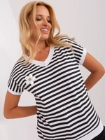 Black and white striped blouse