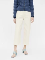 Creamy women's three-quarter wide jeans . OBJECT Marina