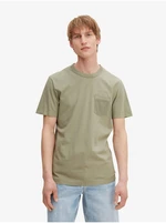 Khaki Mens Basic T-Shirt with Tom Tailor Pocket - Men