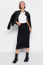Trendyol černá midi sukně z podšívané síťoviny s vysokým pasem