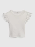 Biele dievčenské bavlnené tričko s volánmi GAP