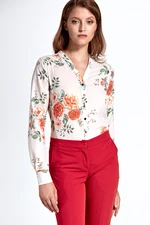 Colett Woman's Blouse Cb23 Flowers Ecru