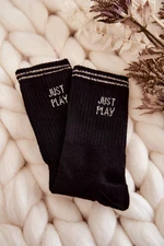 Dámské sportovní ponožky vodorovný nápis Just Play Černe