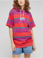 Dark Pink Ladies Striped Short Sleeve Sweatshirt Lee - Women