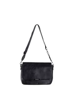 Black large messenger bag made of eco-leather