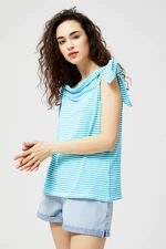 Top with ties - turquoise
