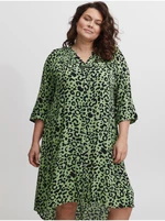Zelené dámske vzorované košeľové šaty Fransa