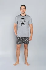 Men's pajamas Salem, short sleeves, shorts - melange print/dark melange