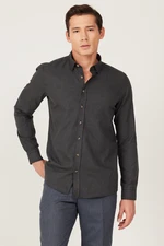 AC&Co / Altınyıldız Classics Men's Anthracite Slim Fit Slim Fit Button Collar Flannel Lumberjack Winter Shirt