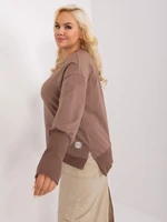 Brown plus size blouse with long sleeves