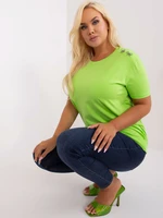 Light green women's cotton blouse of larger size