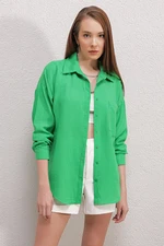 Bigdart 20153 Oversized Shirt with One Pocket - Green