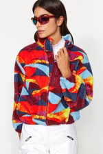 Trendyol Winter Essentials Tile Thick Fleece Patterned Pocket Detailed Zipper Long Sleeve Knitted Sweatshirt.