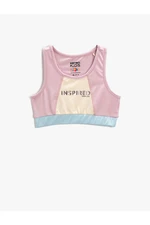 Koton Printed Crop Sports Athlete Color Block Round Neck