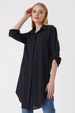 Bigdart 5885 Long Linen Shirt - Black