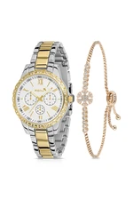 Polo Air Sports Women's Wristwatch Zircon Stone Snowflake Bracelet Combination Silver-gold Color