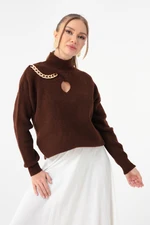 Lafaba Women's Brown Chain Rack Knitwear Sweater