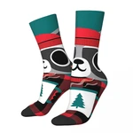 Retro Red Buffalo Plaid Sweater Men's Socks Raccoon Unisex Harajuku Seamless Printed Happy Crew Sock Gift