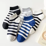 Dropshipping High-quality Organic Cotton Men Socks Stripe Ankle Socks Summer Fitness Breathable Quick Dry Short Sock For Cycling