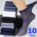 10 Pairs Bamboo Fiber Thin Women Men Socks Summer Stripe Breathable Long Tube Sock Men Silk Sports Socks Leather Shoes Socks
