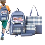 School Bags Set Shoulder Bag For School Pencil Case Tote Bag Schoolbag Backpack With Rabbit Pendant Student Back To School