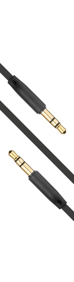 Plochý AUX kabel Fixed s konektory 2 x 3,5 mm jack černý