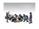 Formula One F1 Pit Crew 7 Figure Set Team Blue Release III for 1/43 Scale Models by American Diorama