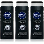 Nivea Men Active Clean sprchový gél pre mužov 3 x 500 ml (výhodné balenie)