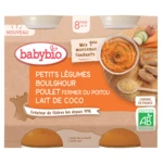 BABYBIO Zelenina s bulgurem, kuřetem a kokosovým mlékem BIO 2 x 200 g