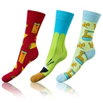 Sada tří párů unisex vzorovaných ponožek v červené, zelené a tyrkysové barvě Bellinda CRAZY SOCKS