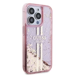 Zadní kryt Guess PC/TPU Liquid Glitter Gold Stripe Zadní pro Apple iPhone 15 Pro, pink