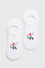 Ponožky Calvin Klein Jeans 2-pak pánske, biela farba, 701226671