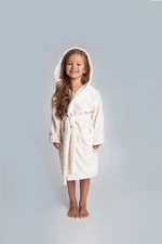 Stylish girls' long-sleeved bathrobe - ecru/print