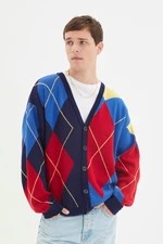 Trendyol Multicolored Oversize Fit Baklava Pattern Cardigan