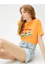 Koton Printed T-Shirt Crew Neck Short Sleeve Cotton